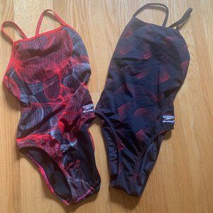 Speedo Endurance Women's Red & Black Athletic Competitive Fit Swimsuit size 30